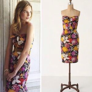 Anthropologie Designer Moulinette Soeurs Vetements Floral Dress strapless pocket